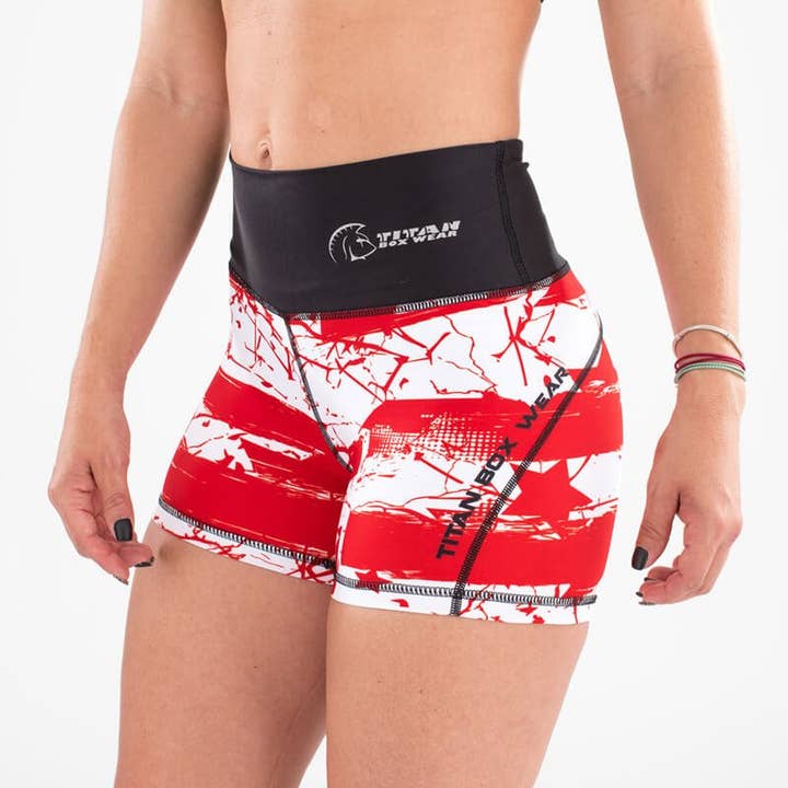 Xtamina Booty Shorts med høj talje (stjerner og striber) 1 for engroshandel hos Titan Box Wear