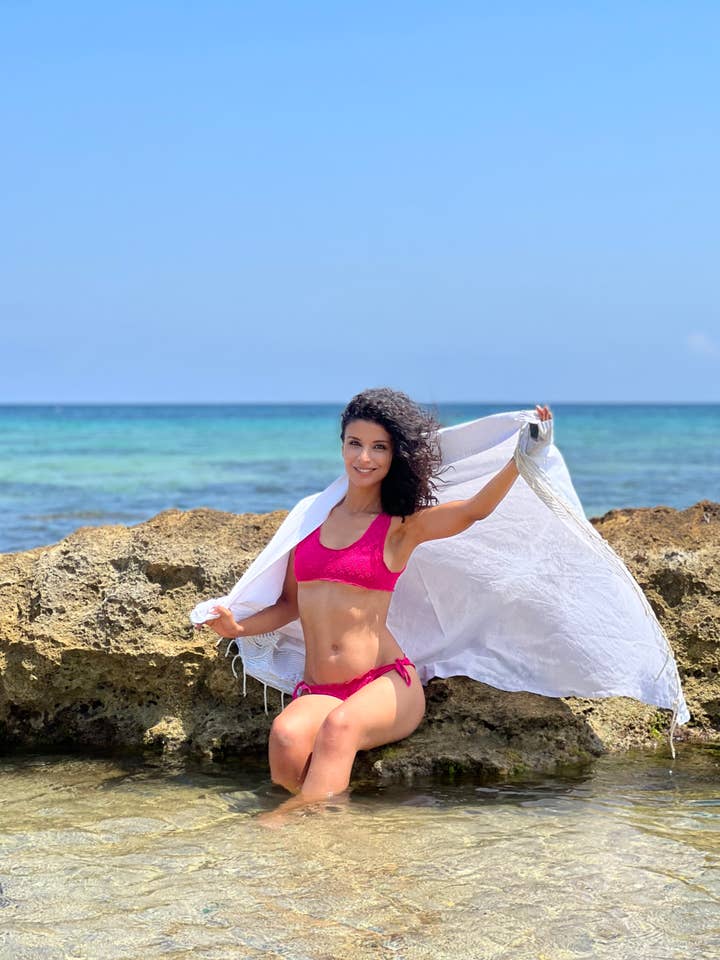 Beach towel - Turkish Towel Fouta SAINT TROPEZ 1mx2m  for wholesale by Foutas de Tunisie By Le Comptoir Paris