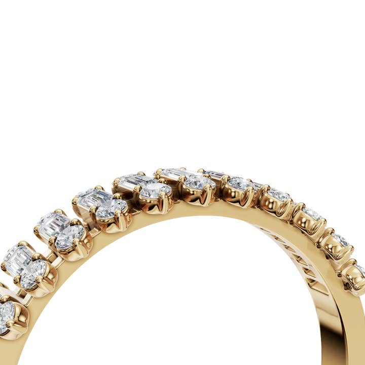 PureYou Jewelry - Vente Bague avec plusieurs pierres - Bague demi-éternité en or 14 carats avec diamants, bague empilable avec diamants12