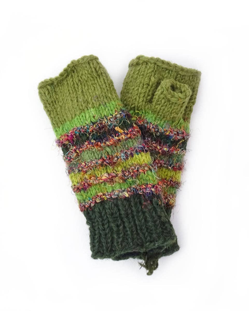 Zig Zag Asian Collection - Wholesale Gloves - Women's - Wool and Silk Knit Fingerless Gloves4
