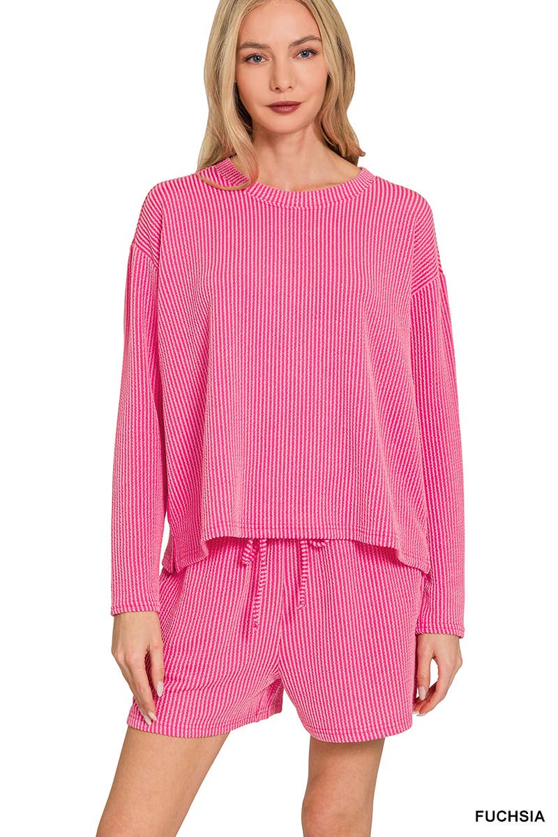 42POPS - Wholesale Lounge Set - Women's - Raised Rib Tee & Shorts 2PC Set 10