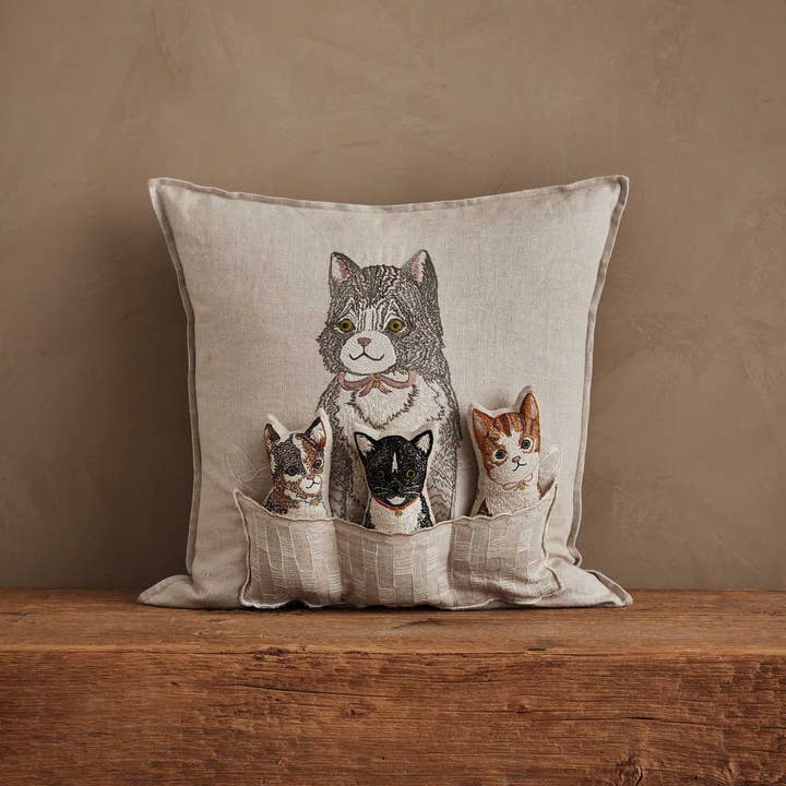 Basket of Kittens Pocket Pillow for wholesale by Coral & Tusk