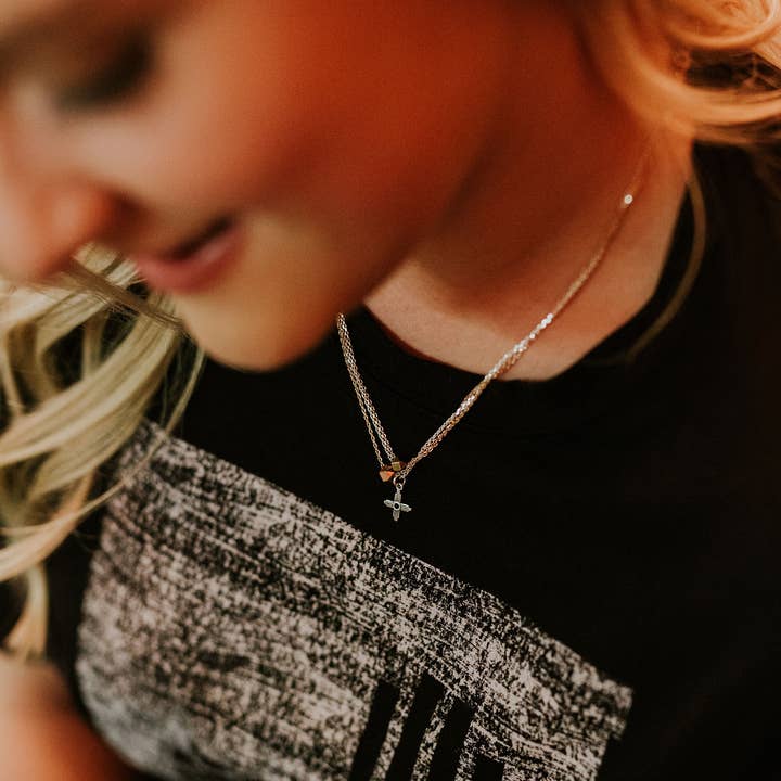 Root & Feather - Wholesale Pendant/Charm Necklace - Zia Mixed Metal Necklace
