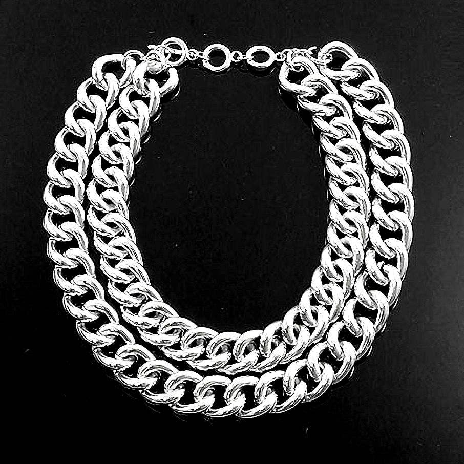 Diacly - Wholesale Link & Chain Necklace - Basic Double Bold Lines Chain Necklace1
