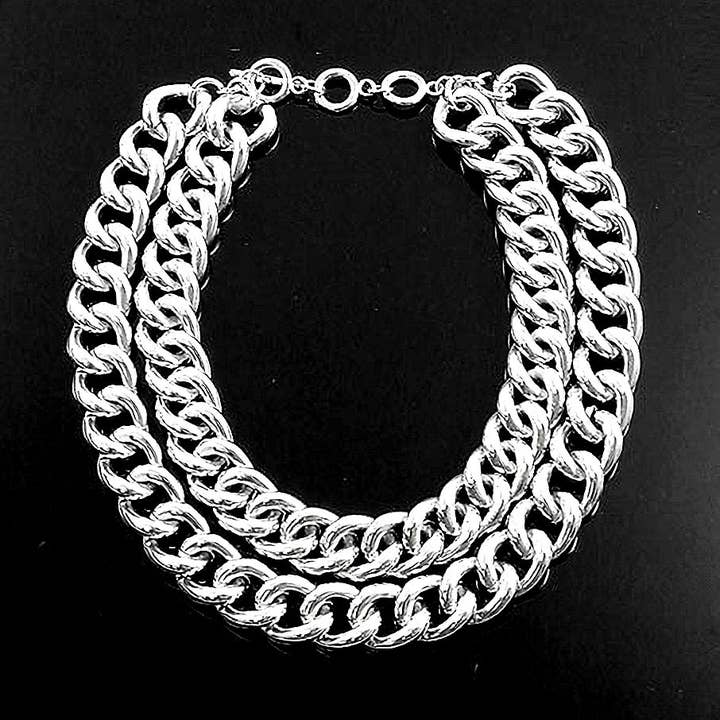 Diacly - Wholesale Link & Chain Necklace - Basic Double Bold Lines Chain Necklace1
