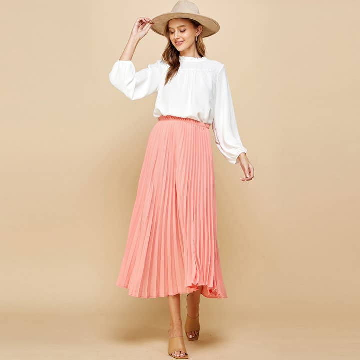 Midi plisseret solid nederdel for engroshandel hos Les Amis