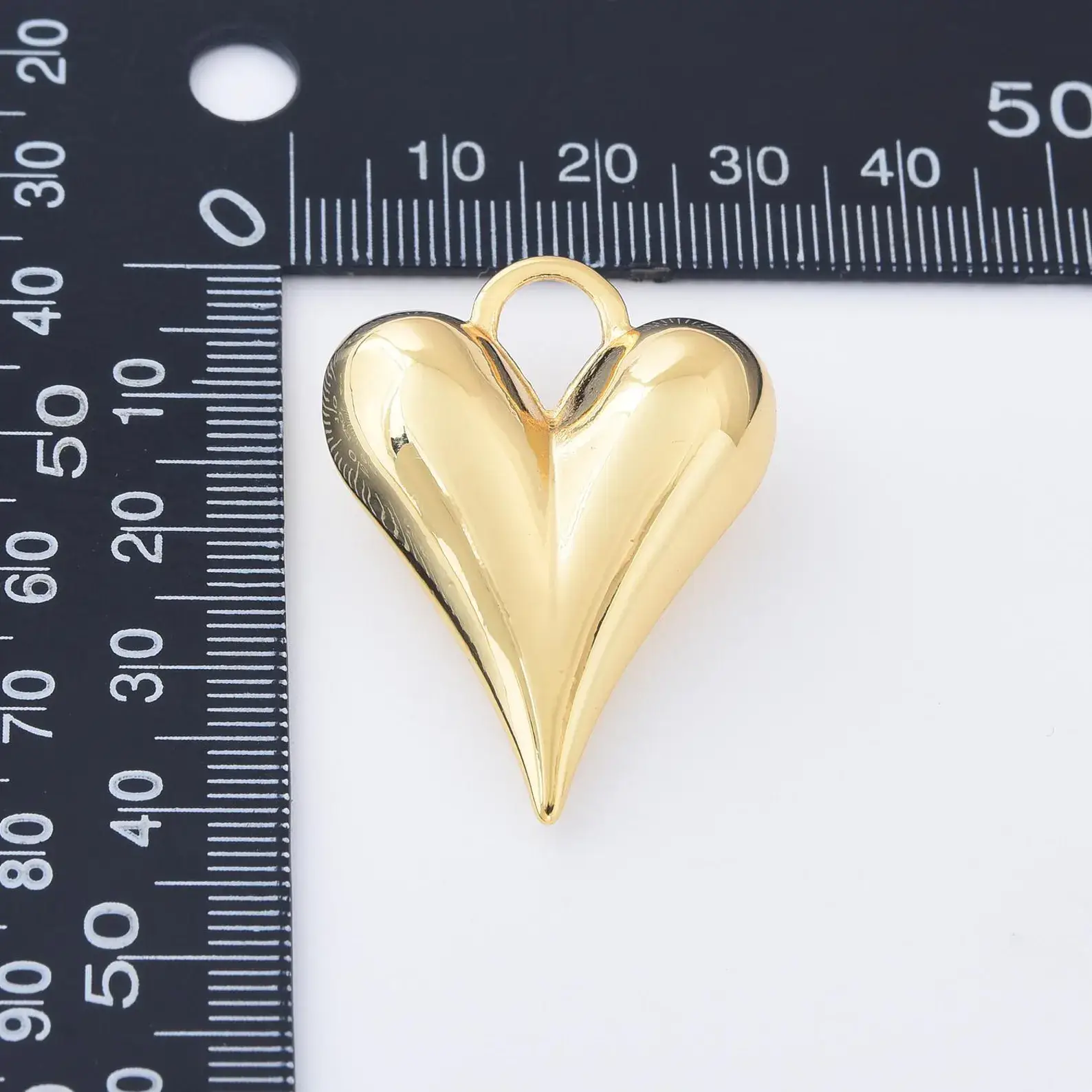 Beads Creation - Wholesale Individual Charm/Pendant - Chunky Heart Pendant Large Gold Filled Puffy Charm CP2026L4