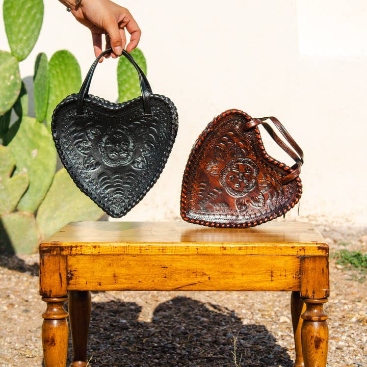 Heart Leather Purse - Brown and Black and other Purchase Wholesale heart purse. Free Returns & Net 60 Terms on Faire trending on Faire.