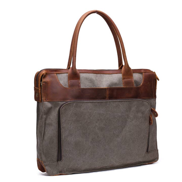 RockCow Leather Studio - Wholesale Laptop Bag - Men's - Men Fashion Canvas Leather Laptop Bag, Canvas Messenger Bag Briefcase Bags YD21931