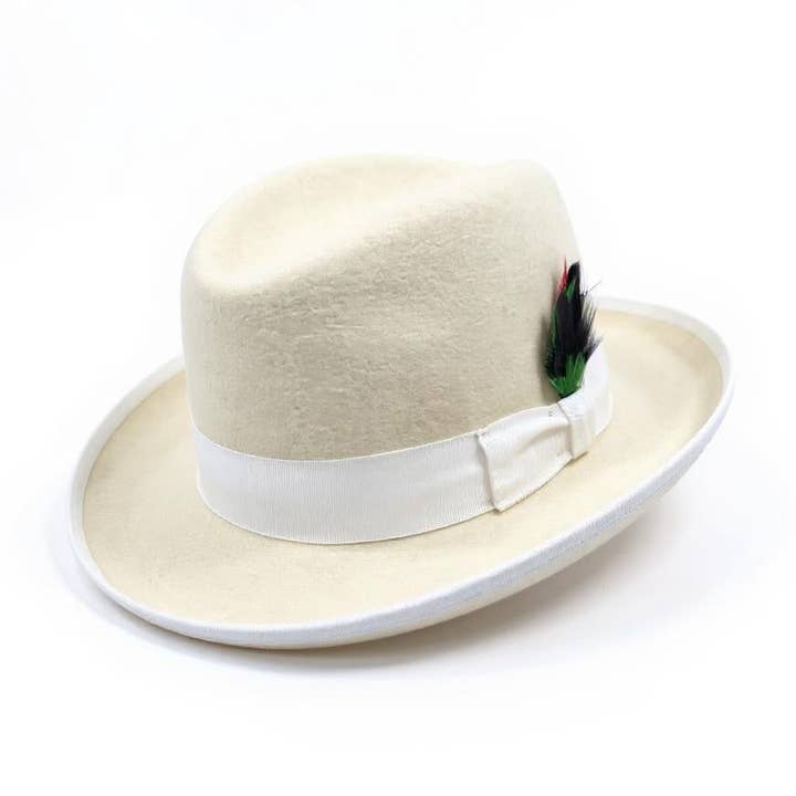 Ferrecci 100 % Wool Australian Firm Fur Felt White Godfather Hat for wholesale by Ferrecci