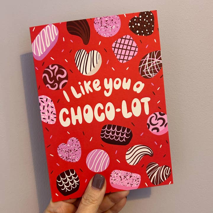 Jessie Maeve Studio - Wholesale Valentine's Day Card - Box of Chocolates Valentine's Card - I Like You a Choco-lot1