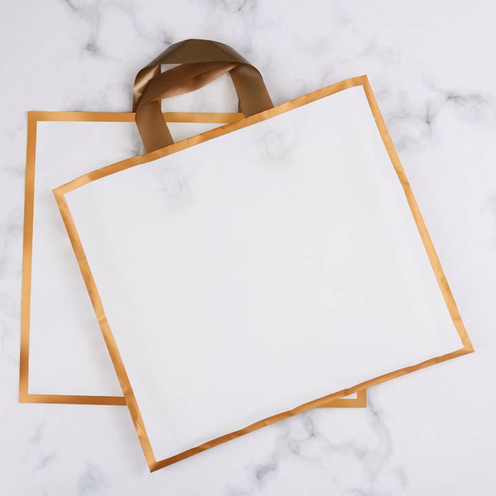 ByHome - Wholesale Gift Bag - 50pcs, 5 colors 12"x3"x10" frosted gold border EVA gift bag 10