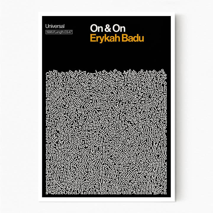 On & On - Erykah Badu - Låttexttryck för wholesale av Reign&Hail