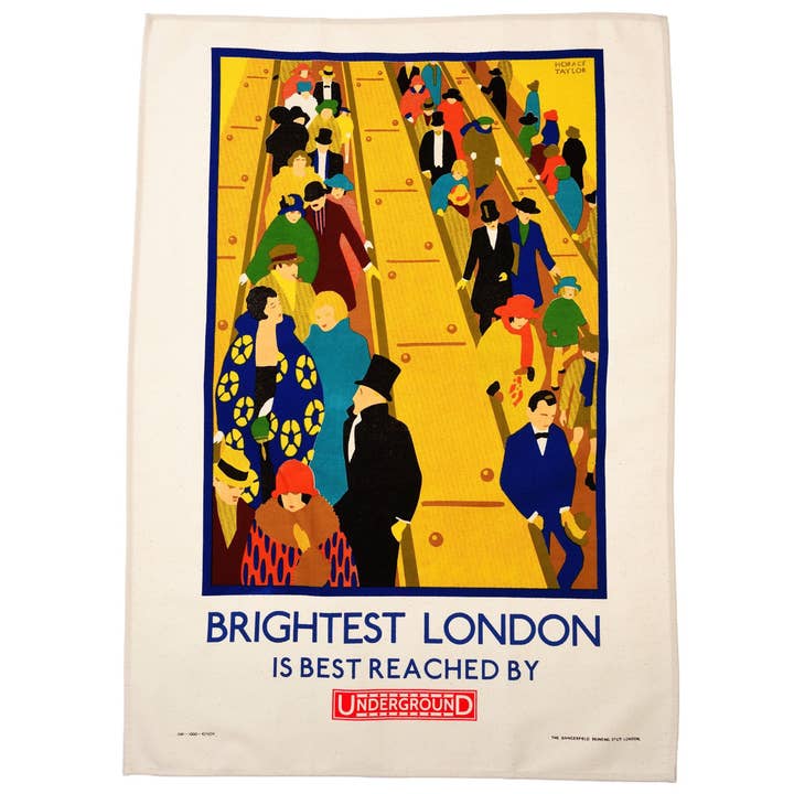 Rex London UK - Wholesale Tea Towel - Cotton Tea Towel - TFL Vintage Poster "Brightest London"