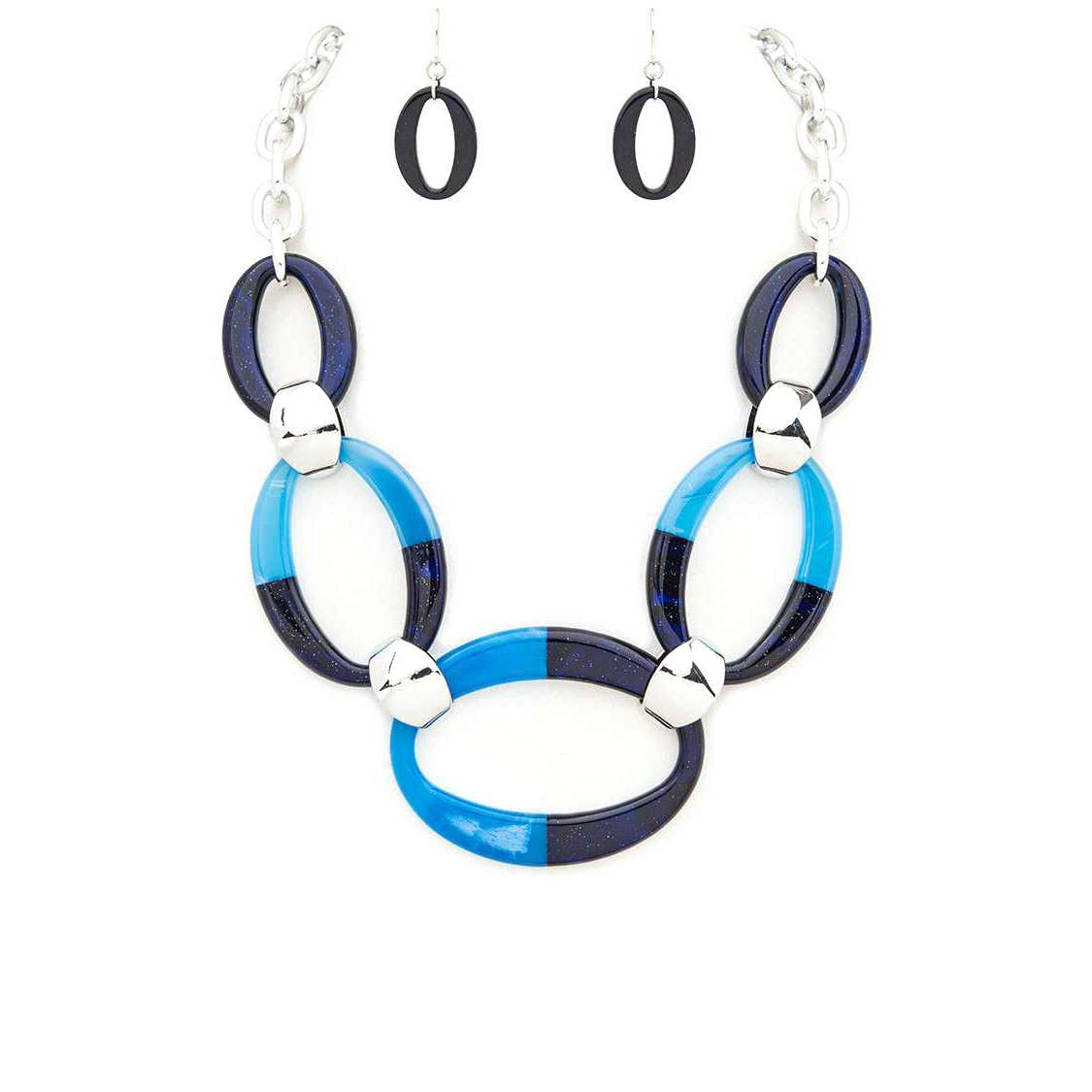 Artini Accessories – wholesale Jewellery set – Mix Tone Resin Link Statement Necklace Set1