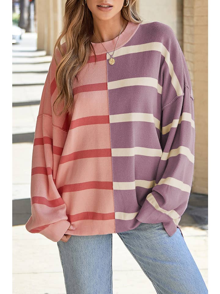 Lovesoft - Wholesale Tunic Sweater - Women's - Light French Beige Colorblock Oversized Sweater12