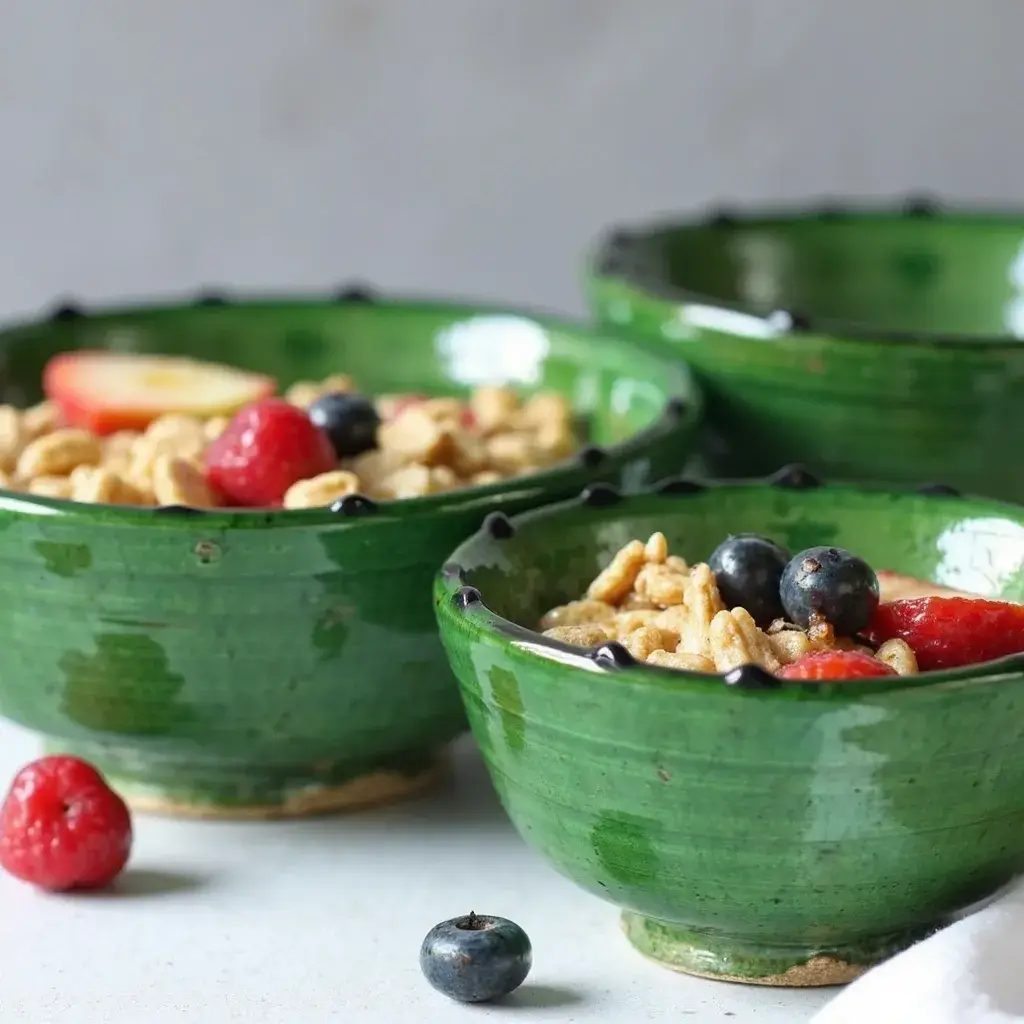 High crafty - Wholesale Serveerschaal - 🌿 Set van 3 Marokkaanse Tamegroute aardewerken kommen4