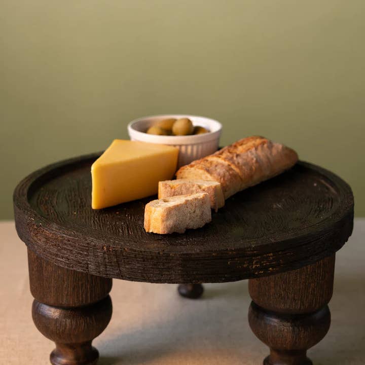 Jamali Garden - Wholesale Side Table - 14in Wide Banjara Reclaimed Look Black Rugged Wood Stand5