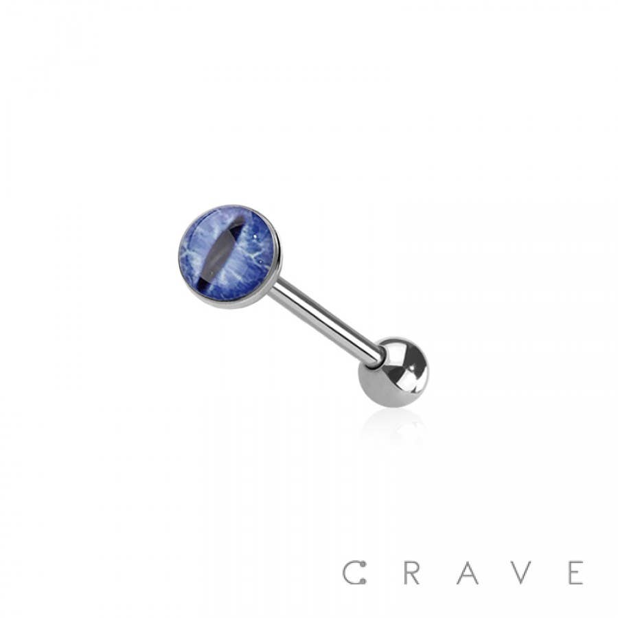 CRAVE – wholesale Tongue ring – EPOXY ACRYLIC EVIL DARK EYE 316L SURGICAL STEEL TONGUE BARBE0