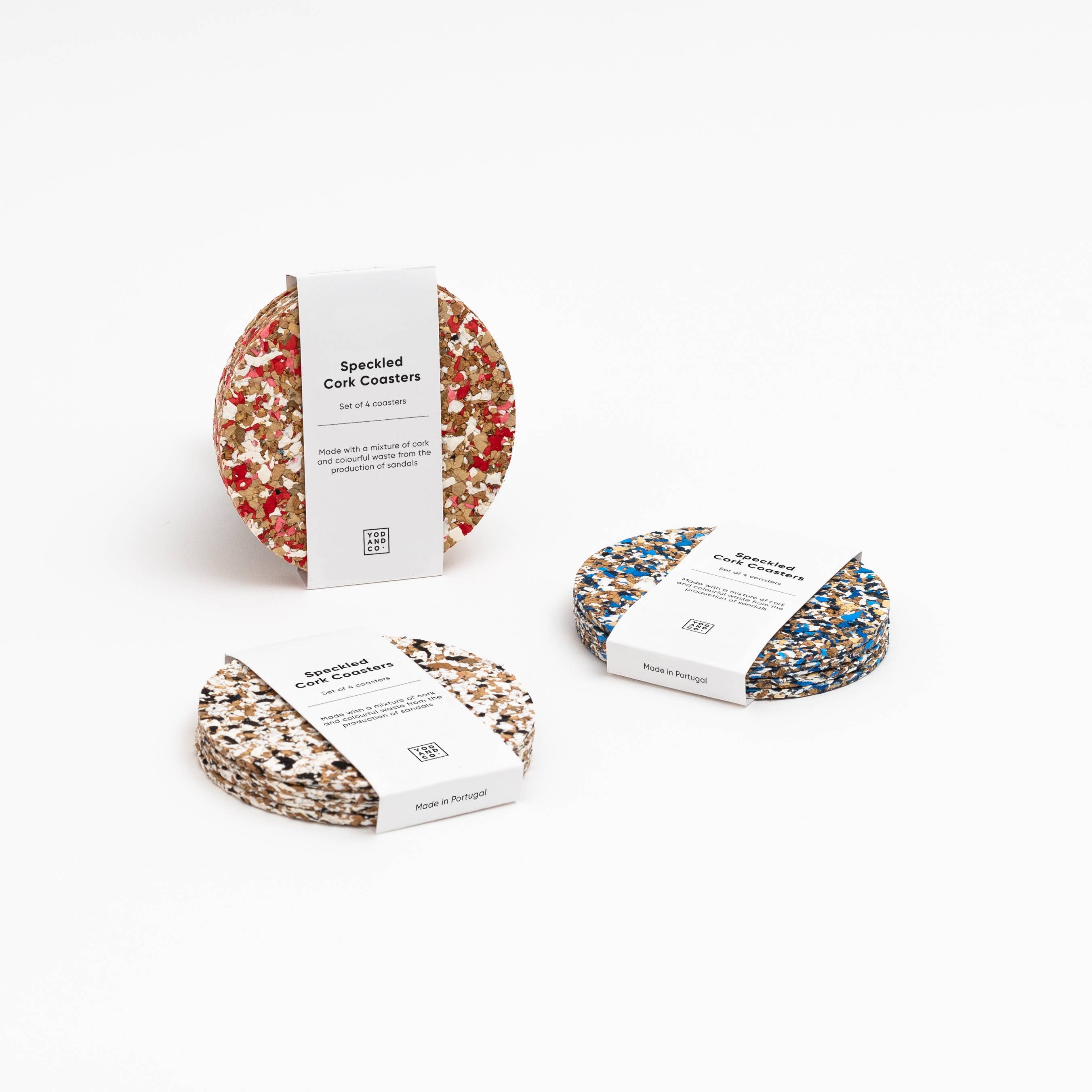 YOD&CO - Wholesale Coasters - Speckled Round Cork Coasters Set of 4 - Blue2