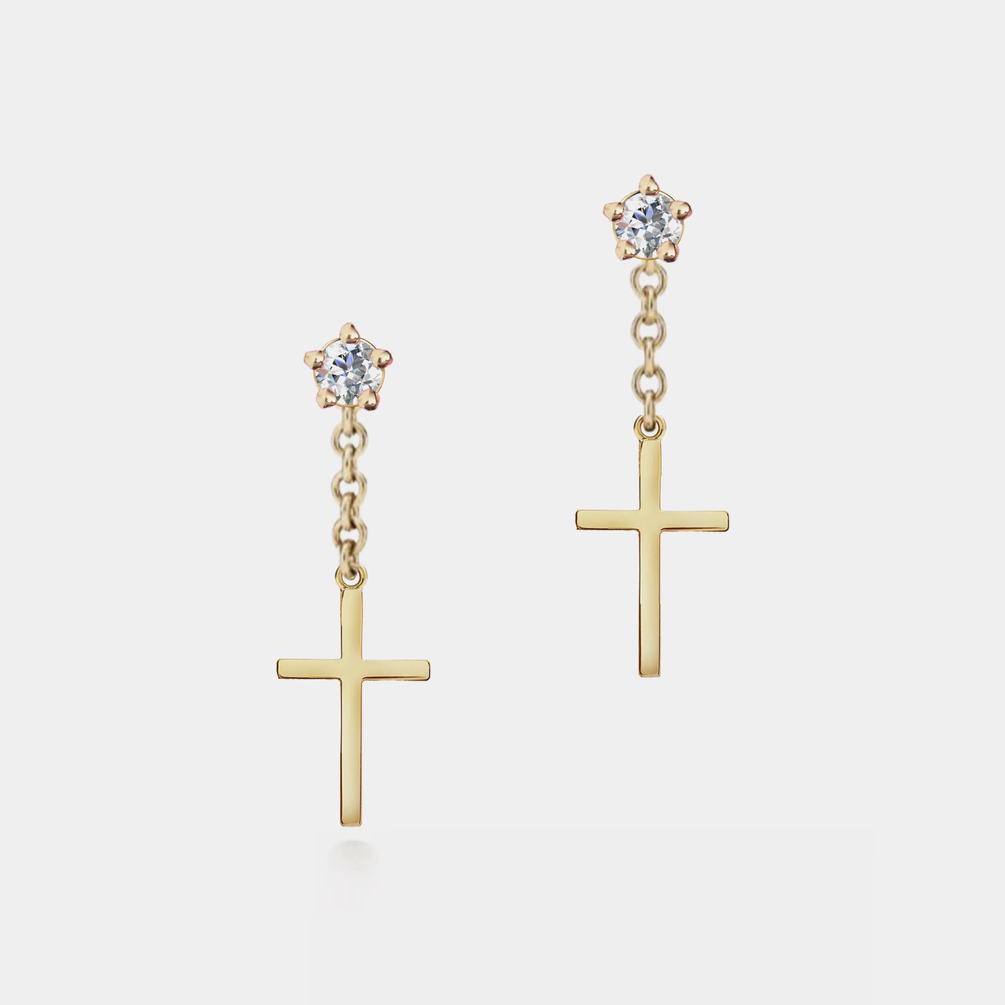 Perimade & Co. LLC - Wholesale Dangle Earrings - Dainty Cross Dangle Drop Earrings in 925 Sterling Silver