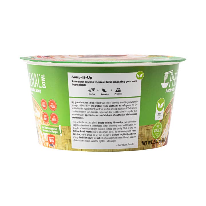 Phonomenal - Wholesale Ramen - Pho’nomenal Bowl Instant Veggie Pho (Case of 6 Bowls)3