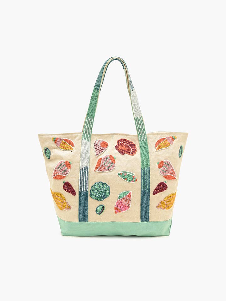 Sea Shell Beaded Boat Tote for wholesale by America & Beyond