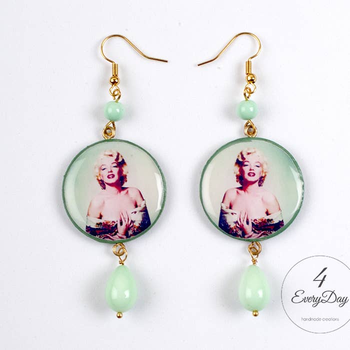 Wood and resin earrings - Marilyn Monroe tiffany for wholesale by 4everyday Handmade