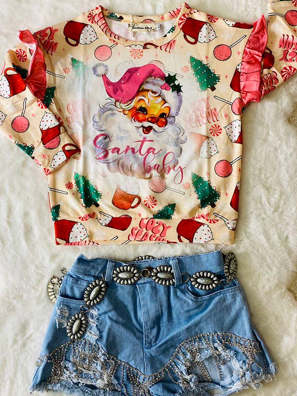 luluclothes - Wholesale Sweatshirt - Kids - "Santa baby" christmas tree print sweatshirt XCH0011-4H