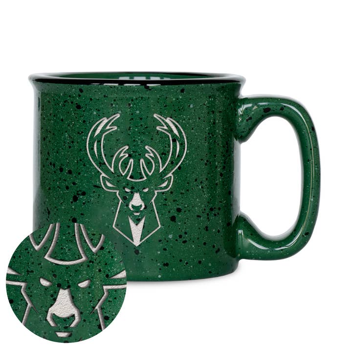 NBA Milwaukee Bucks 12oz Laser Engraved Campfire Mug for wholesale by Rico Industries