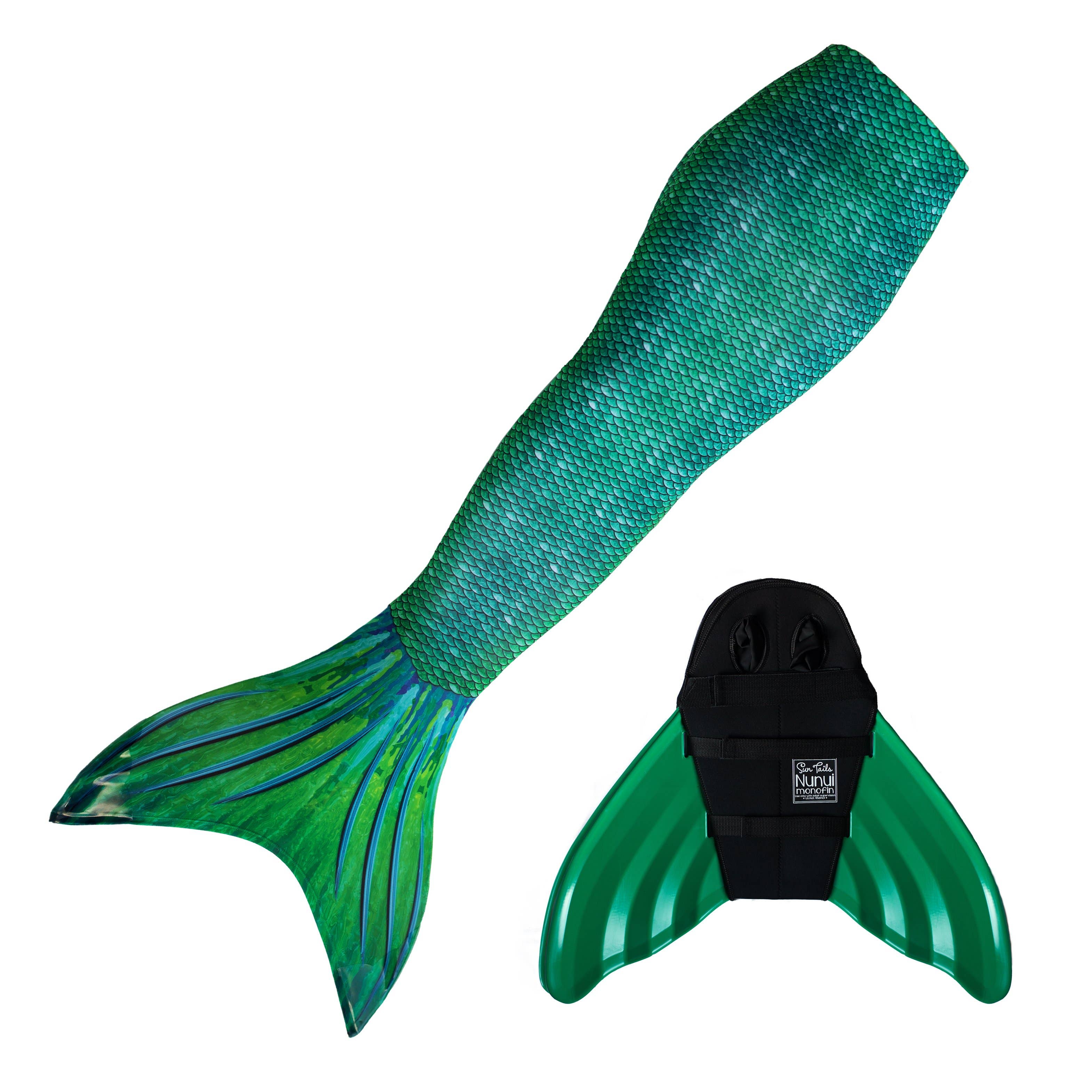 Sun Tail Mermaid - Wholesale Beach/Pool Toy - Kids & Baby - Siren Green Mermaid Tail + Monofin Set for kids, girls, teens, and women (pool toy)7