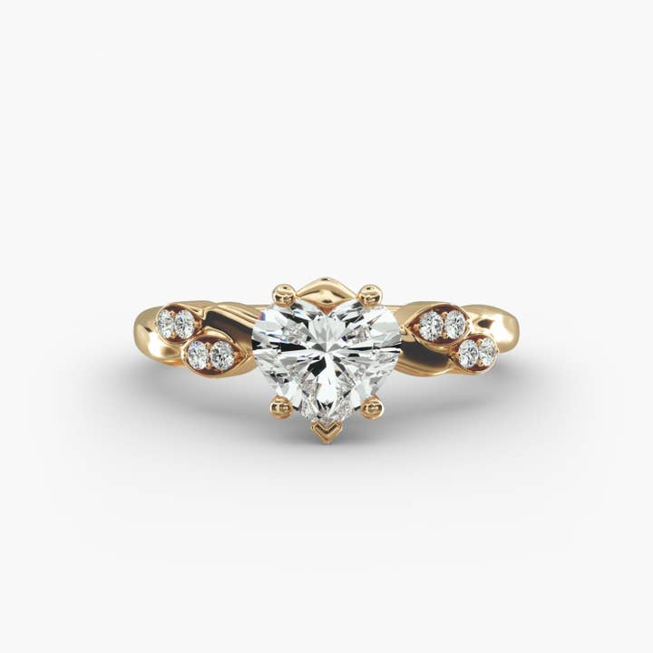 Floral Twist Cluster Heart Lab Grown Diamond Center Engagement Ring for wholesale by Caratina