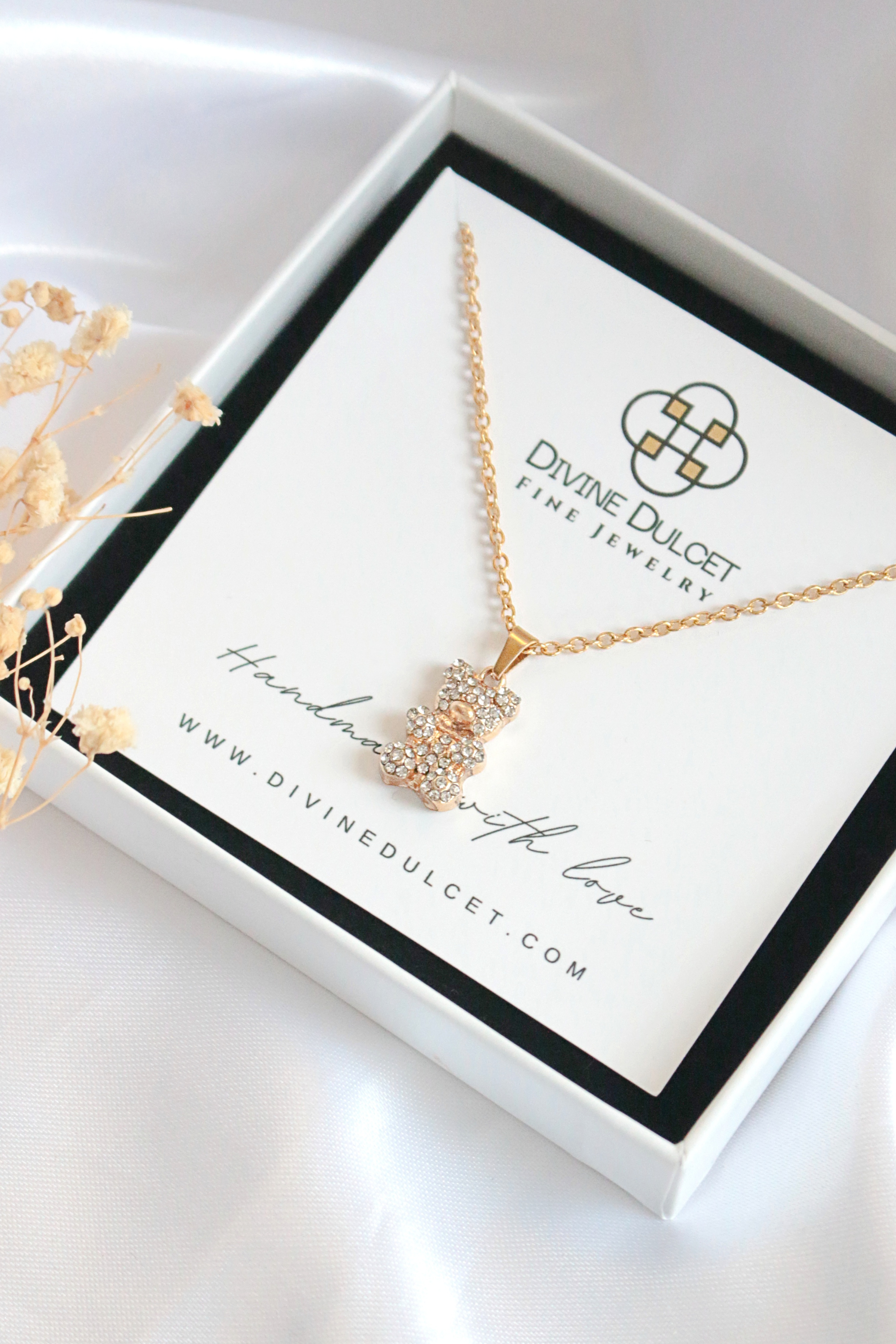 Divine Dulcet - Wholesale Pendant/Charm Necklace - 24 Karats Cubic Zirconia Teddy Bear Pendant Necklace3