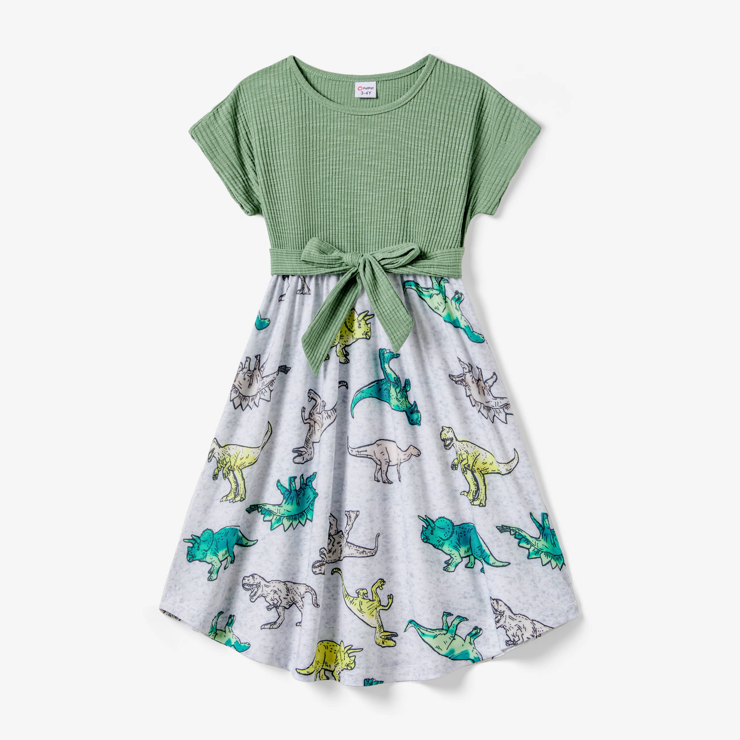 JadeGreen Family Matching Green Spliced Allover Dinosaur Romper for wholesale on Faire1