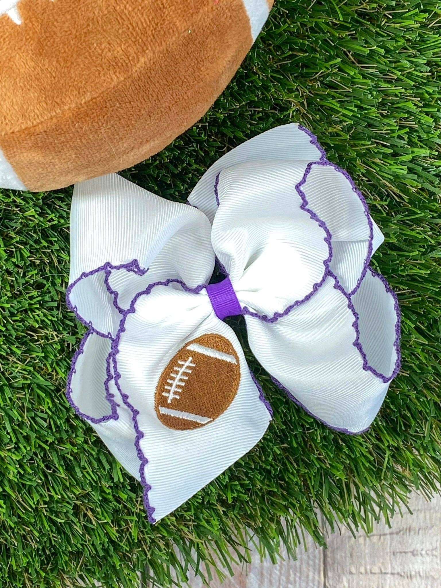 The Hair Bow Company - Wholesale Hair Bow - Kids - Football Embroidered Moonstitch Hair Bows6