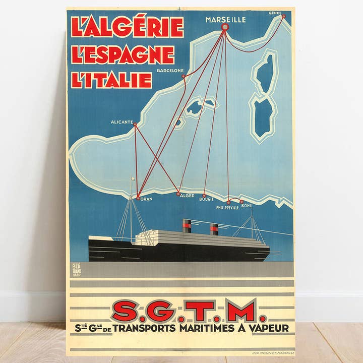 SGTM -Algeria Spain Italy — Vintage poster — 1930 for wholesale by wallartgallery