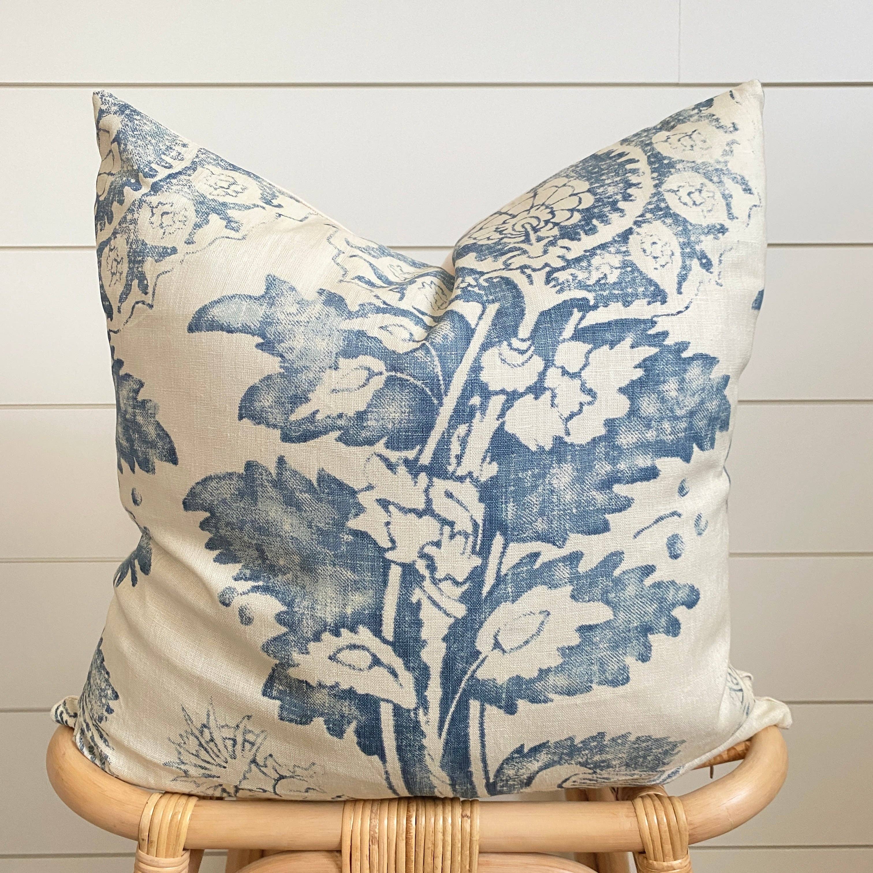 Linen & Ivory - Wholesale Throw Pillow Cover - JUNIPER || Indigo & Cream Pillow Cover6