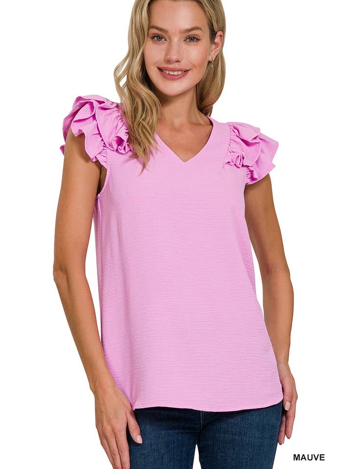 42POPS - Wholesale Blouse - Women's - ",,._ SI-25823 Airflow Tiered Ruffle Sleeve Top