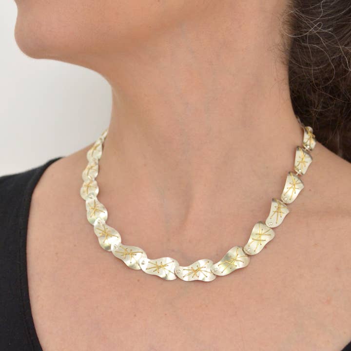 Suzanne Schwartz Jewelry - Wholesale Link & Chain Necklace - Stitched Cascade Single Strand Necklaces