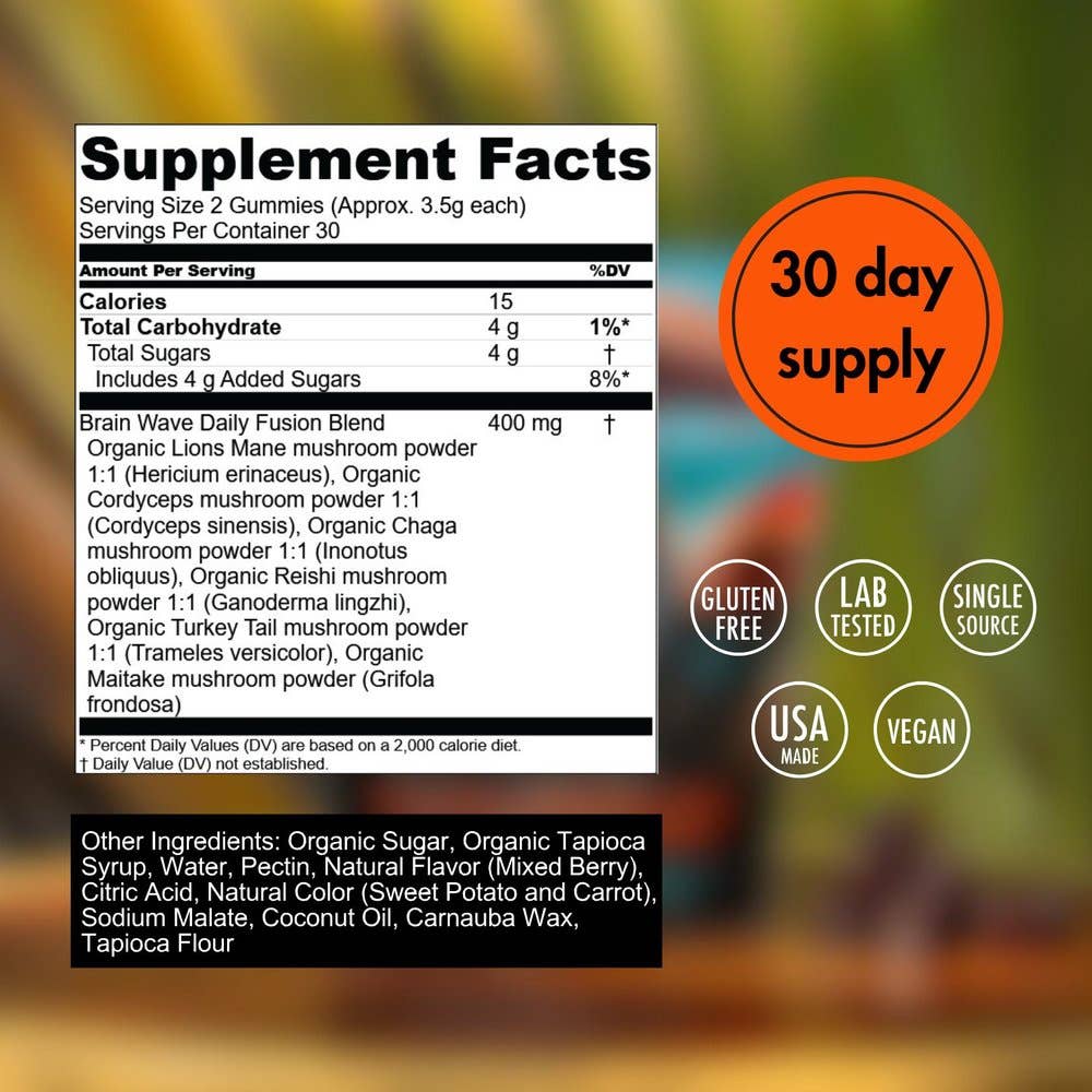 Brain Wave - Vente Supplément oral/vitamine - Gummies aux champignons superaliments6