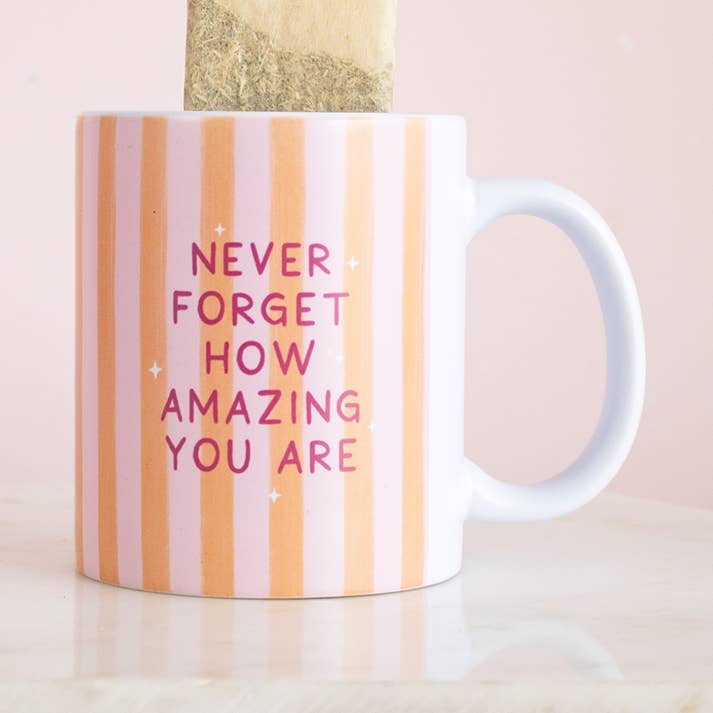 Never forget how amazing you are | Heart Handle Mug for wholesale by TreatBox