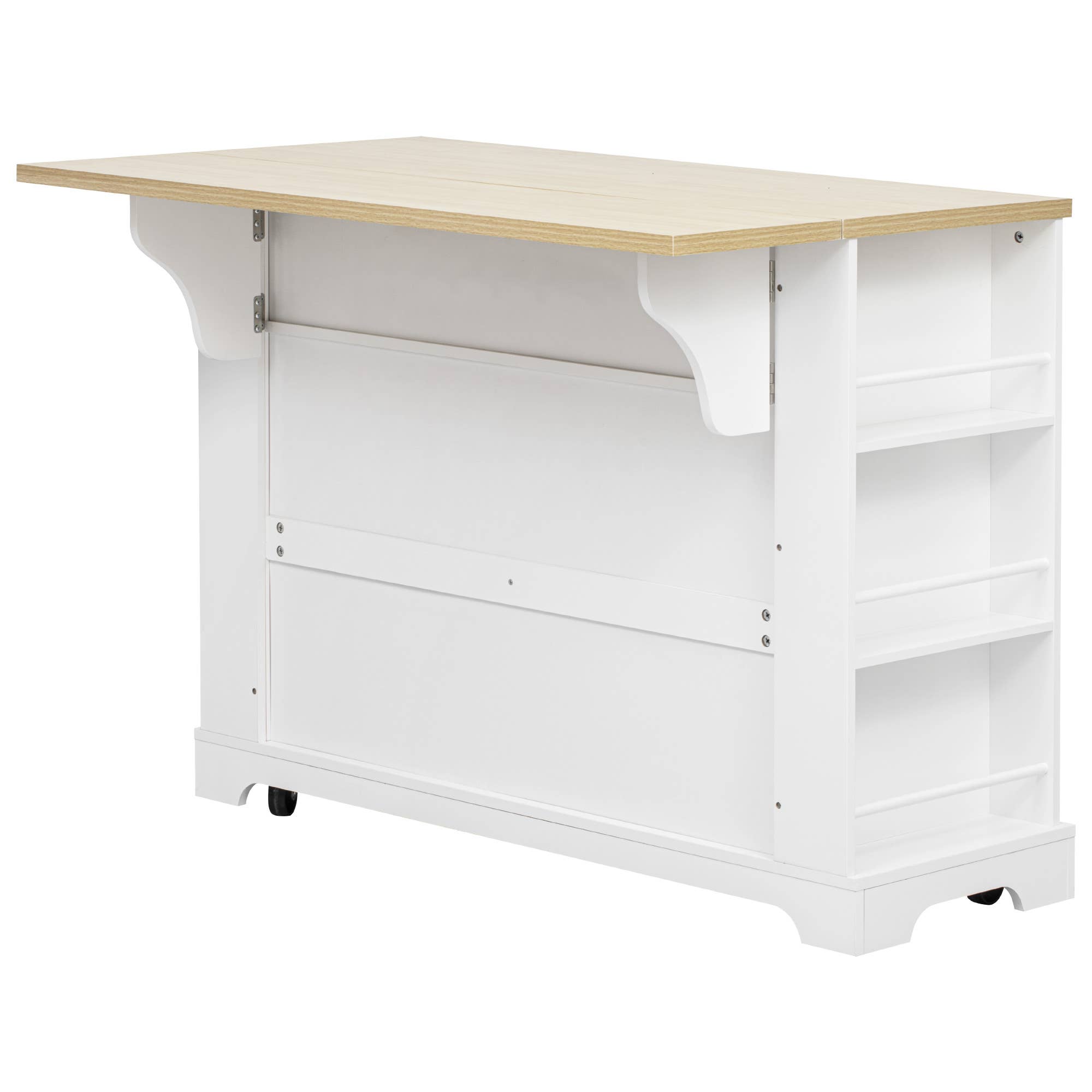 39F Inc. - Wholesale Kitchen Storage/Organizer - 51.2" Farmhouse Kitchen Island with 6 Drawers & Drop Leaf33