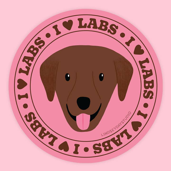 Schokoladen-Labrador-Hundaufkleber, Haustier-Tieraufkleber für den Großhandel von Lindsey Day Studio