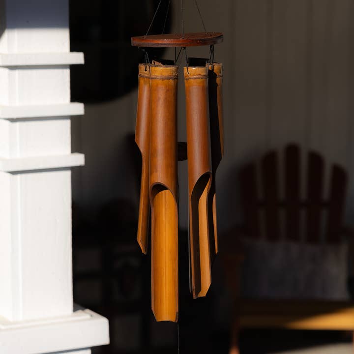 Med Simple Flat Top Bamboo Wind Chime for wholesale by Cohasset Gifts