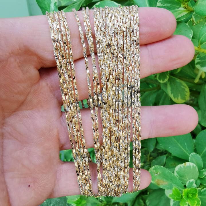 1pc 17.9'' Ready to Use 14K Gold Filled Flakes Singapore Necklace Chain, Layering Spiral Chain Dainty Necklace, for Pendant Necklace 785 for wholesale by Aim Eternal