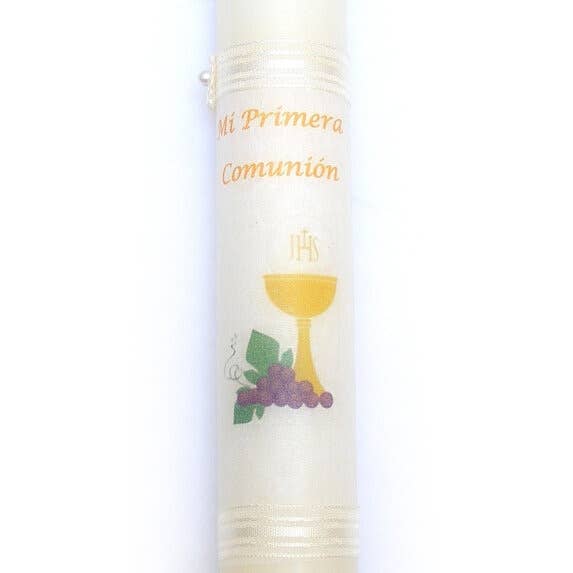 cereria pinsart - Wholesale Tapered Candle/Candlestick - Communion Candle Ribbon and Flower (40 X 3 cm)2