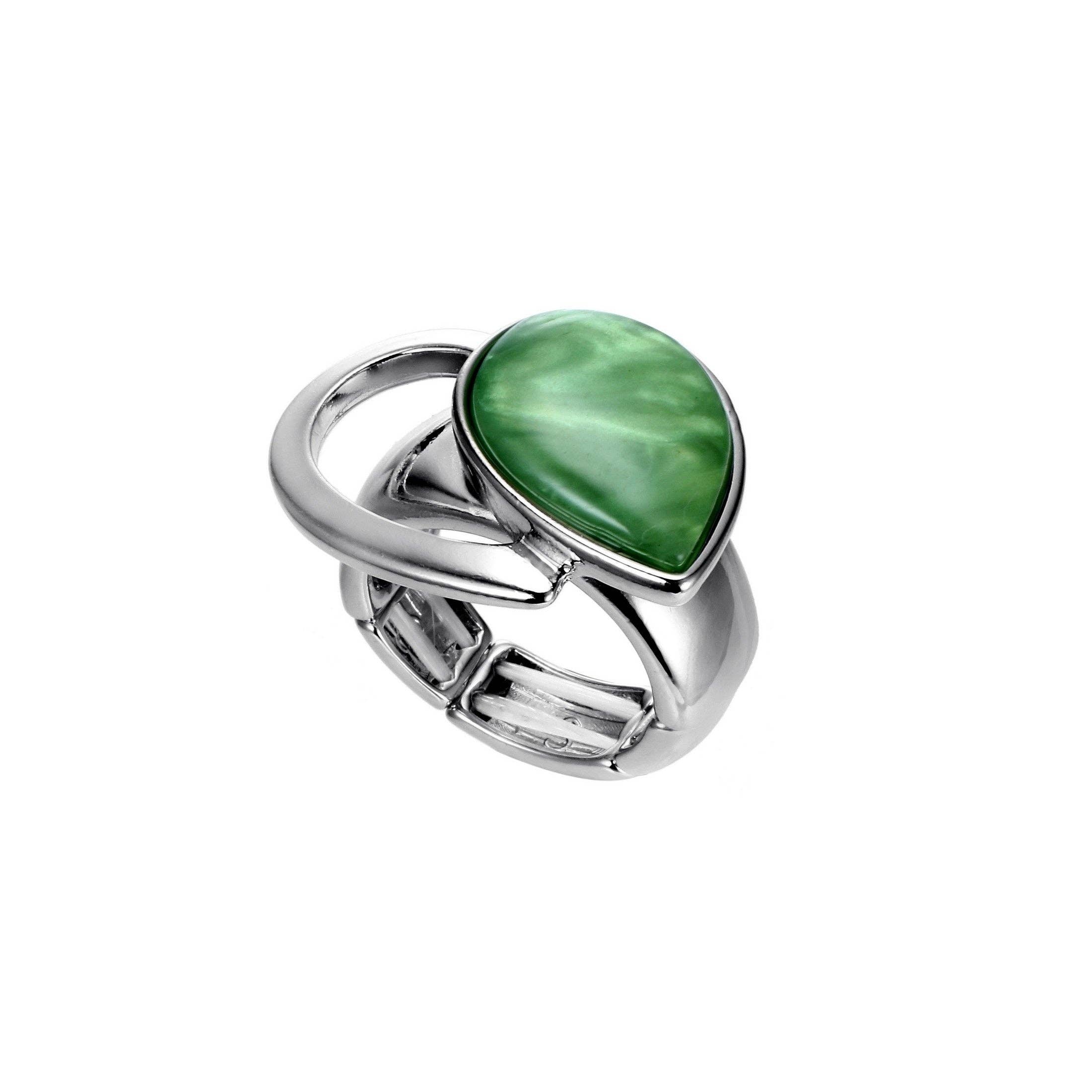 BELLE MISS – Anel de cocktail/declaração por atacado – Anel elástico Baptista de latão com resina6