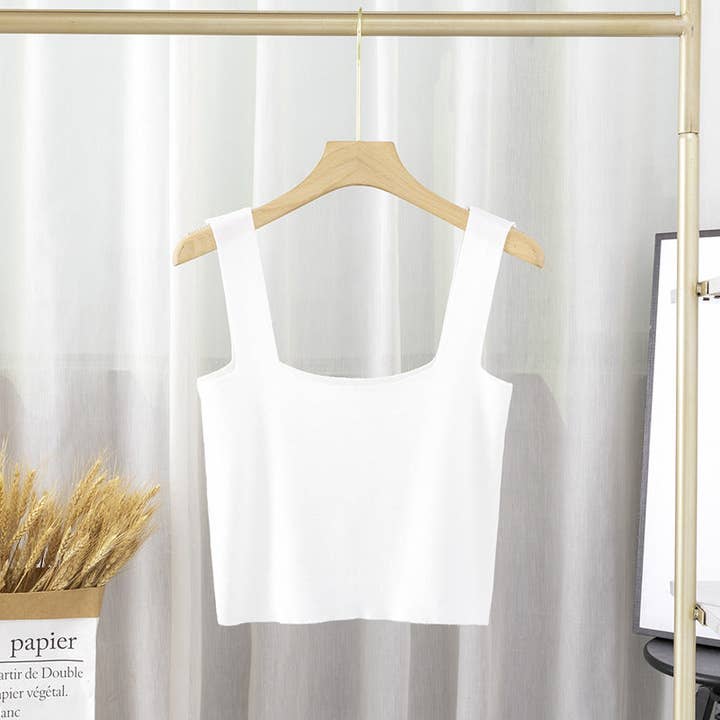 Sweetkama - Wholesale Knit Top - Women's - Ladie Solid Color Two Shoulder Daily Knit Crop Top 3047