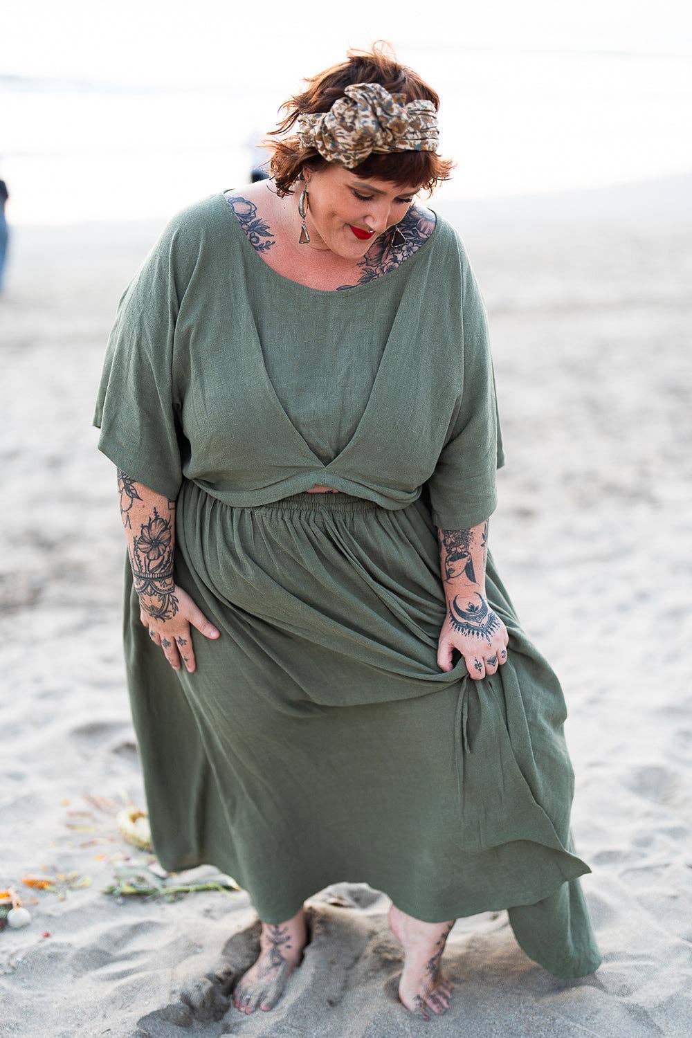 Jinx the label - Wholesale Blouse - Women's - Semoa Oversized Crop Top - Sage6