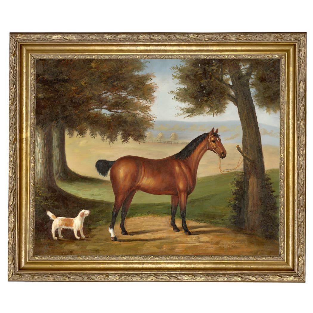 Madison Bay Co. - Historical Home Decor Reproductions - Wholesale Art Print - Horse and Dog in Landscape Vintage Painting Print on Canvas14
